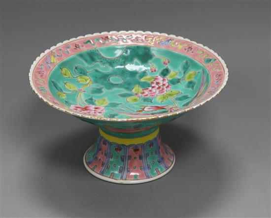 A Chinese Straits green ground phoenix dish, Guangxu six character mark and of the period (1875-1908), diameter 20cm